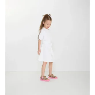 Vestido de camiseta de algodón con ribetes a cuadros