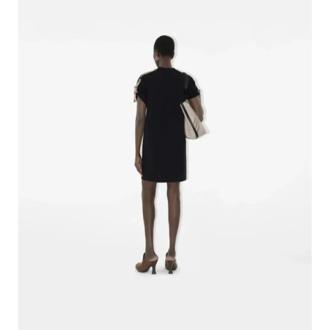 Vestido de camiseta de algodón con ribetes de cuadros