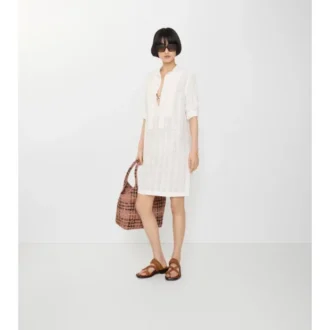 Vestido de gasa de algodón con estampado de cuadros