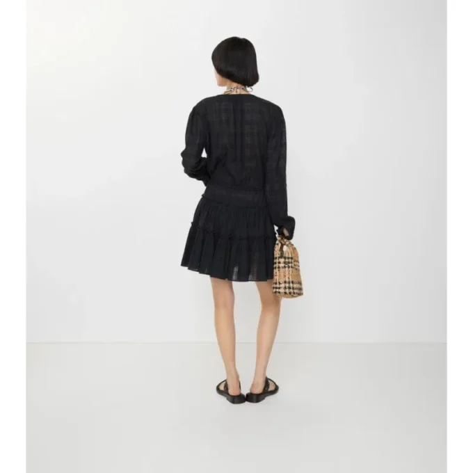 Vestido de gasa de algodón con estampado de cuadros Vestido de gasa de algodón con estampado de cuadros