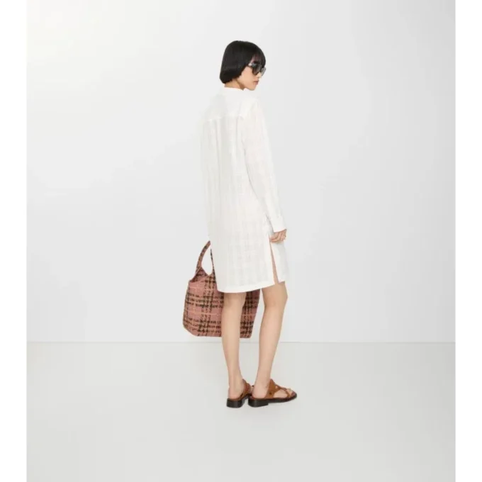Vestido de gasa de algodón con estampado de cuadros Vestido de gasa de algodón con estampado de cuadros