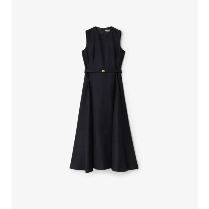 Vestido de lana a cuadros con cinturón Vestido de lana a cuadros con cinturón
