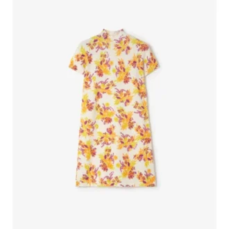 Vestido de mezcla de algodón con estampado floral Vestido de mezcla de algodón con estampado floral