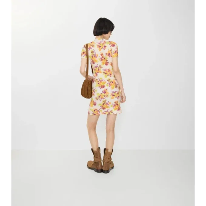 Vestido de mezcla de algodón con estampado floral Vestido de mezcla de algodón con estampado floral