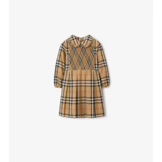 Vestido de popelín de algodón con estampado de cuadros Vestido de popelín de algodón con estampado de cuadros