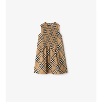 Vestido de popelín de algodón con estampado de cuadros Vestido de popelín de algodón con estampado de cuadros