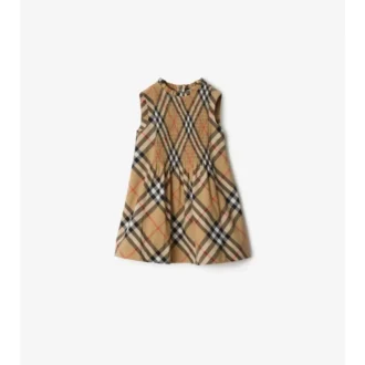 Vestido de popelín de algodón con estampado de cuadros