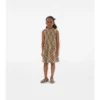 Vestido de popelín de algodón con estampado de cuadros