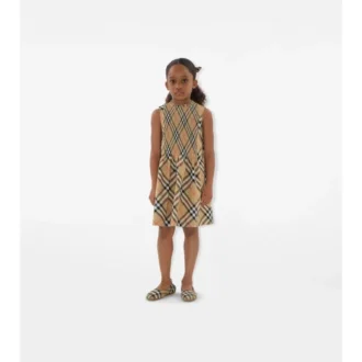 Vestido de popelín de algodón con estampado de cuadros Vestido de popelín de algodón con estampado de cuadros