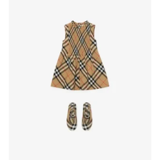 Vestido de popelín de algodón con estampado de cuadros
