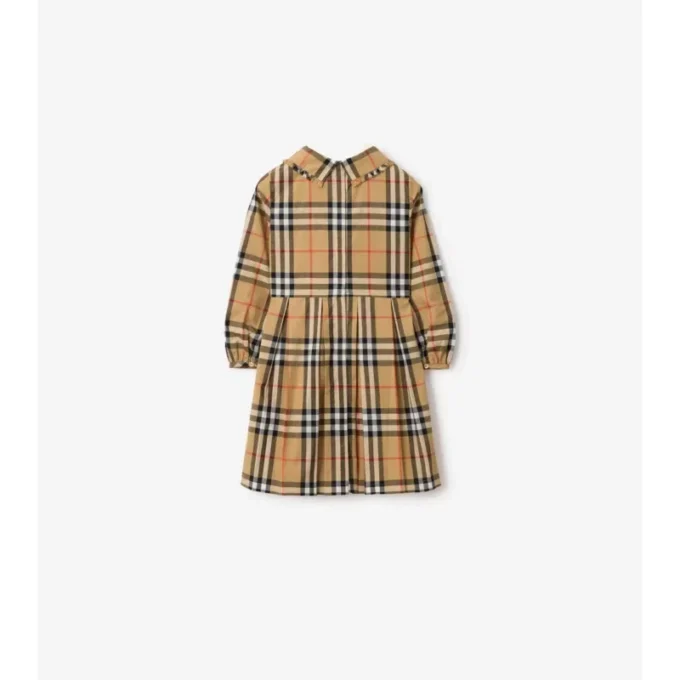 Vestido de popelín de algodón con estampado de cuadros Vestido de popelín de algodón con estampado de cuadros