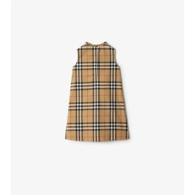 Vestido de popelín de algodón con estampado de cuadros
