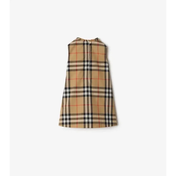 Vestido de popelín de algodón con estampado de cuadros Vestido de popelín de algodón con estampado de cuadros