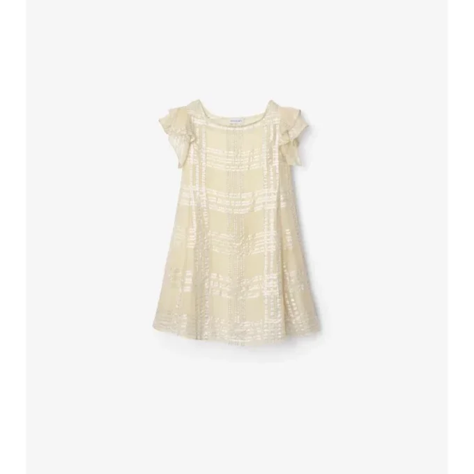 Vestido de seda con estampado de cuadros metalizados