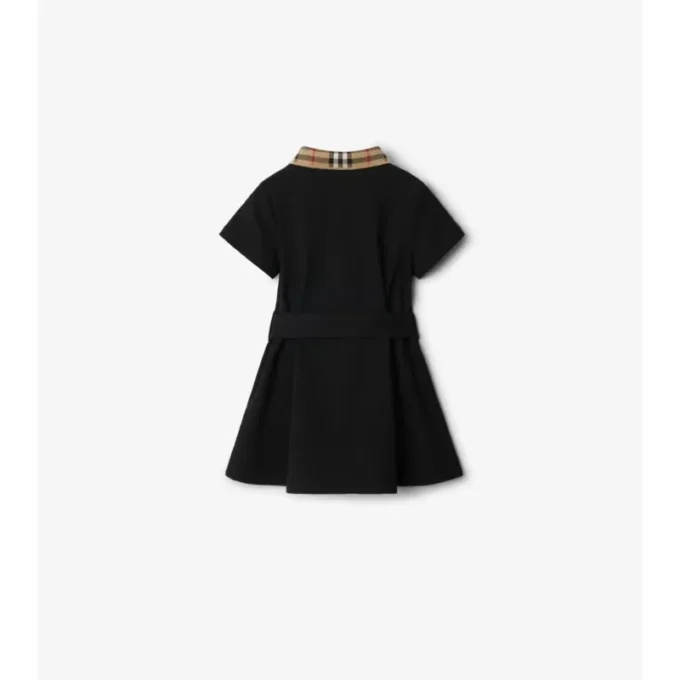 Vestido polo de algodón con cuello a cuadros Vestido polo de algodón con cuello a cuadros