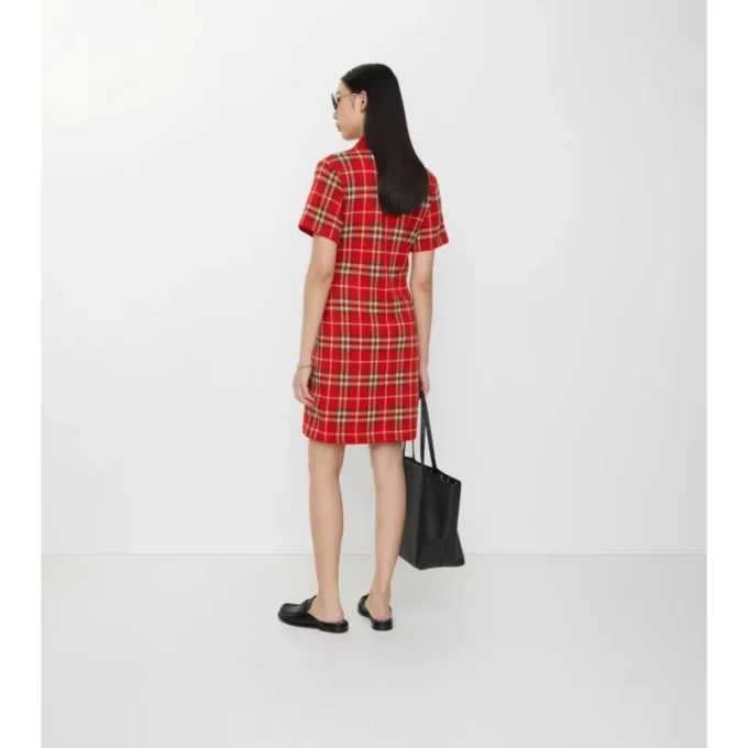 Vestido polo de algodón y lana a cuadros