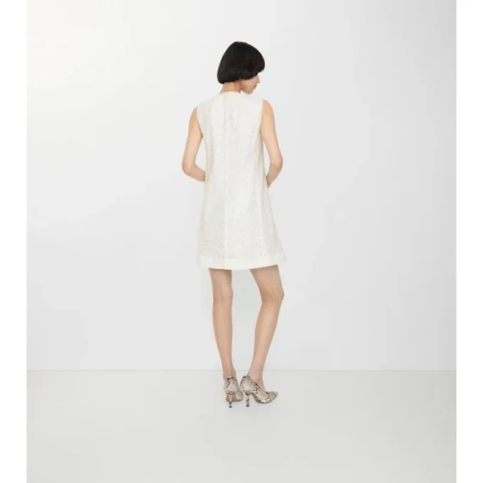 Vestido recto de encaje con estampado de cachemira Vestido recto de encaje con estampado de cachemira