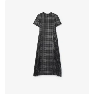 Vestido tipo kilt de mezcla de lana a cuadros Vestido tipo kilt de mezcla de lana a cuadros