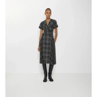 Vestido tipo kilt de mezcla de lana a cuadros Vestido tipo kilt de mezcla de lana a cuadros