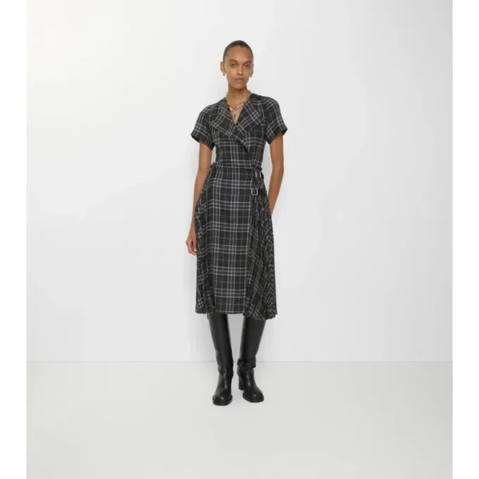 Vestido tipo kilt de mezcla de lana a cuadros