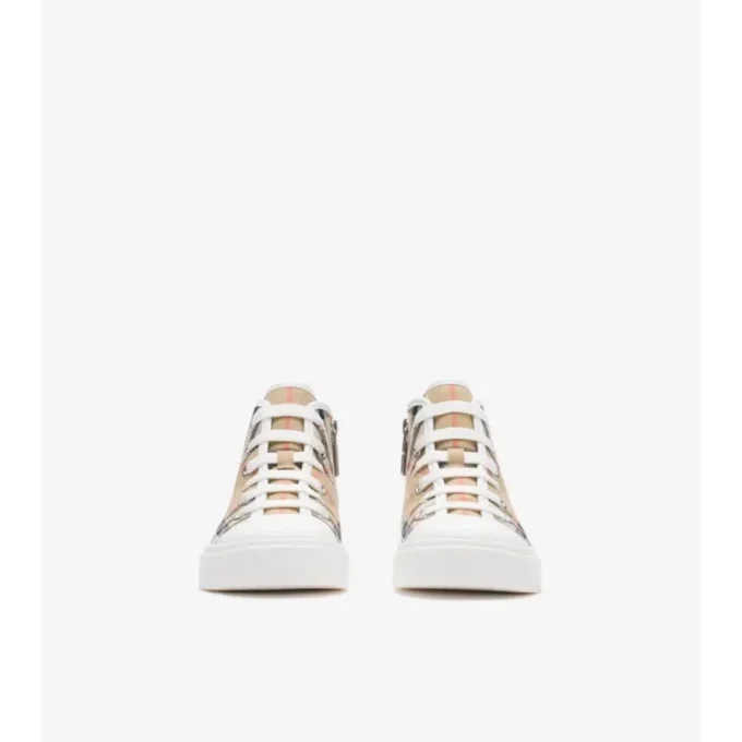 Zapatillas altas de algodón con estampado de cuadros Zapatillas altas de algodón con estampado de cuadros