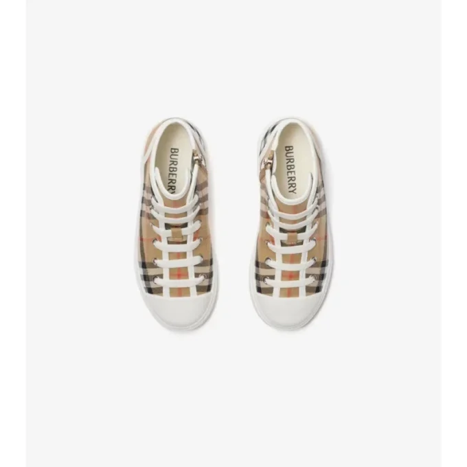 Zapatillas altas de algodón con estampado de cuadros Zapatillas altas de algodón con estampado de cuadros
