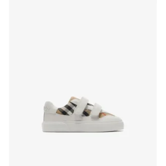 Zapatillas con estampado de cuadros y piel Zapatillas con estampado de cuadros y piel