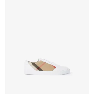Zapatillas con estampado de cuadros y piel