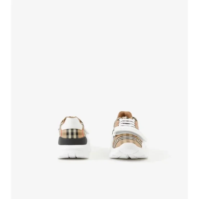 Zapatillas con estampado de cuadros y piel Zapatillas con estampado de cuadros y piel