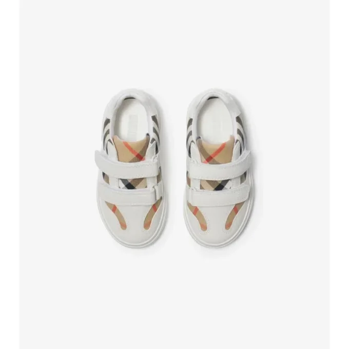 Zapatillas con estampado de cuadros y piel Zapatillas con estampado de cuadros y piel