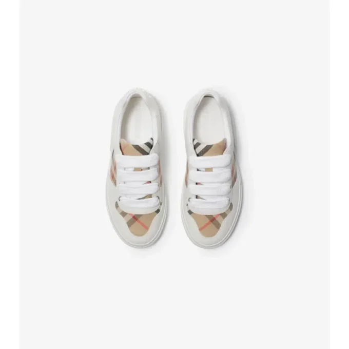 Zapatillas de algodón y cuero con estampado de cuadros Zapatillas de algodón y cuero con estampado de cuadros