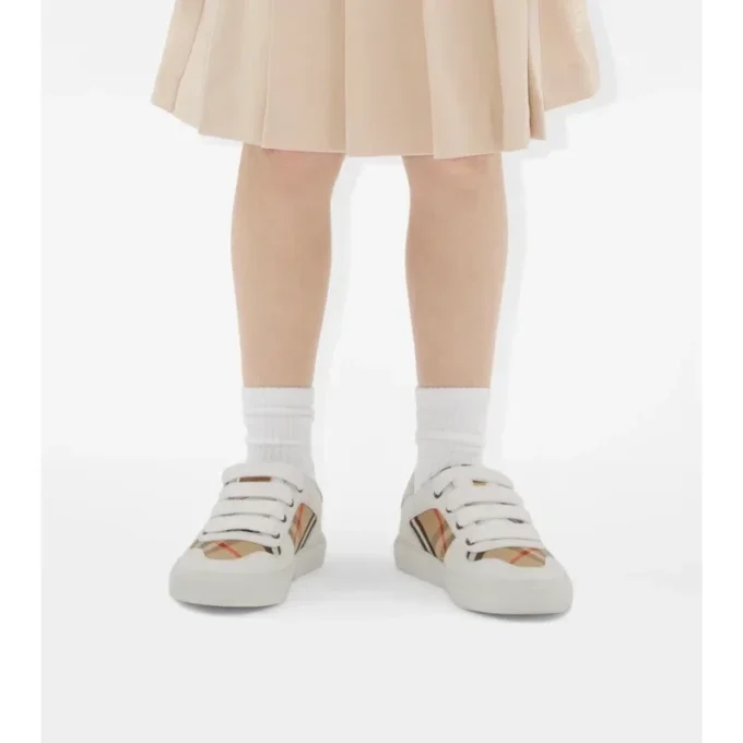 Zapatillas de algodón y cuero con estampado de cuadros Zapatillas de algodón y cuero con estampado de cuadros