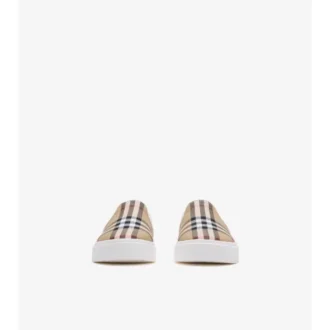 Zapatillas sin cordones de algodón con estampado de cuadros Zapatillas sin cordones de algodón con estampado de cuadros
