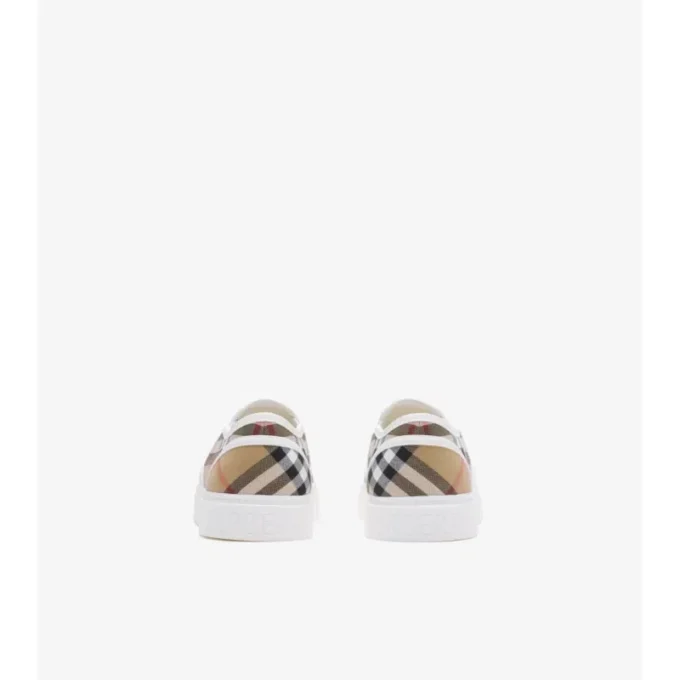 Zapatillas sin cordones de algodón con estampado de cuadros Zapatillas sin cordones de algodón con estampado de cuadros