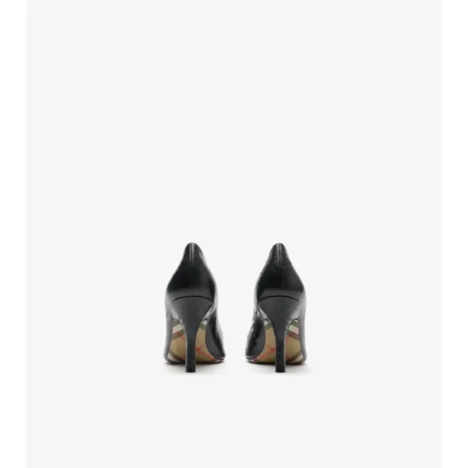 Zapatos de salón de tacón alto Dame de piel con estampado de cuadros Zapatos de salón de tacón alto Dame de piel con estampado de cuadros