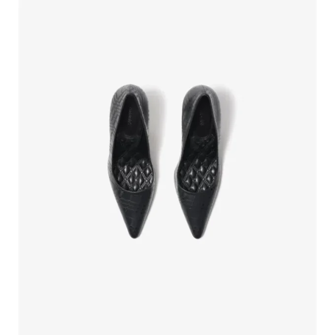 Zapatos de salón de tacón alto Dame de piel con estampado de cuadros Zapatos de salón de tacón alto Dame de piel con estampado de cuadros