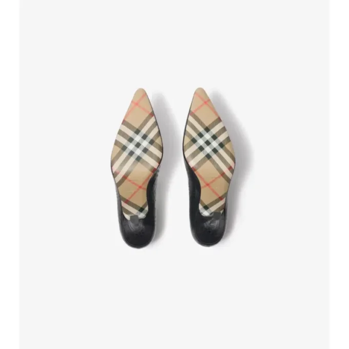Zapatos de salón de tacón alto Dame de piel con estampado de cuadros Zapatos de salón de tacón alto Dame de piel con estampado de cuadros