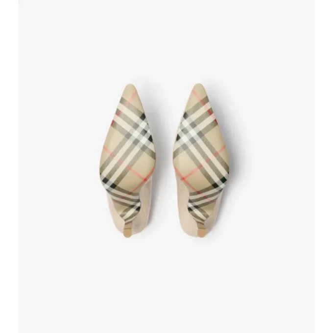 Zapatos de salón de tacón alto Dame de piel con estampado de cuadros Zapatos de salón de tacón alto Dame de piel con estampado de cuadros