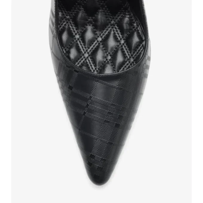 Zapatos de salón de tacón alto Dame de piel con estampado de cuadros Zapatos de salón de tacón alto Dame de piel con estampado de cuadros