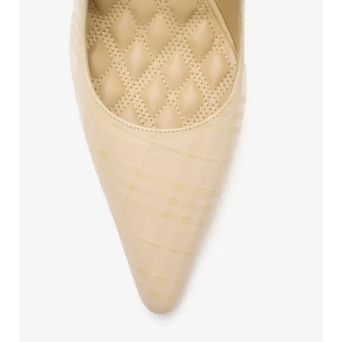 Zapatos de salón de tacón alto Dame de piel con estampado de cuadros Zapatos de salón de tacón alto Dame de piel con estampado de cuadros