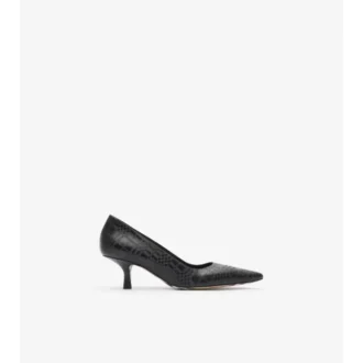 Zapatos de salón de tacón bajo de piel con estampado de cuadros
