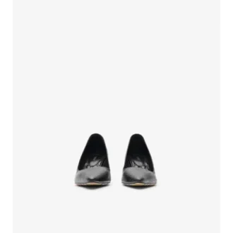 Zapatos de salón de tacón bajo de piel con estampado de cuadros